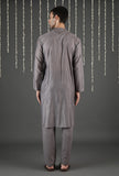 Set Of 2: Evak Grey Chanderi Kurta & Straight Pants