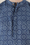 Set Of 2: Niloufar Cotton Indigo Kurta With Indigo Blue Pyjama