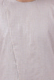 Lavender Chanderi Slant Overlapped Checkered Nehru Jacket