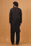 Set Of 2: Black Chanderi Kurta & Pajama