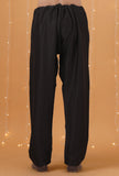 Set Of 2: Black Chanderi Kurta & Pajama