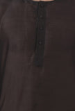 Set Of 2: Black Chanderi Kurta & Pajama