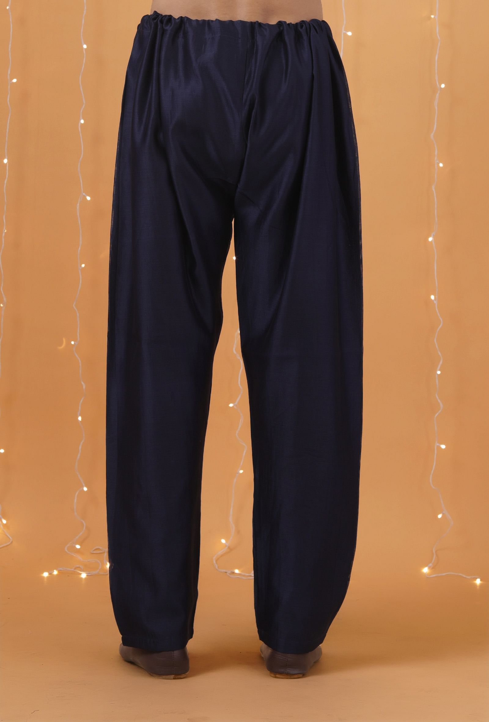 Set Of 2: Space Blue Chanderi Kurta & Pajama