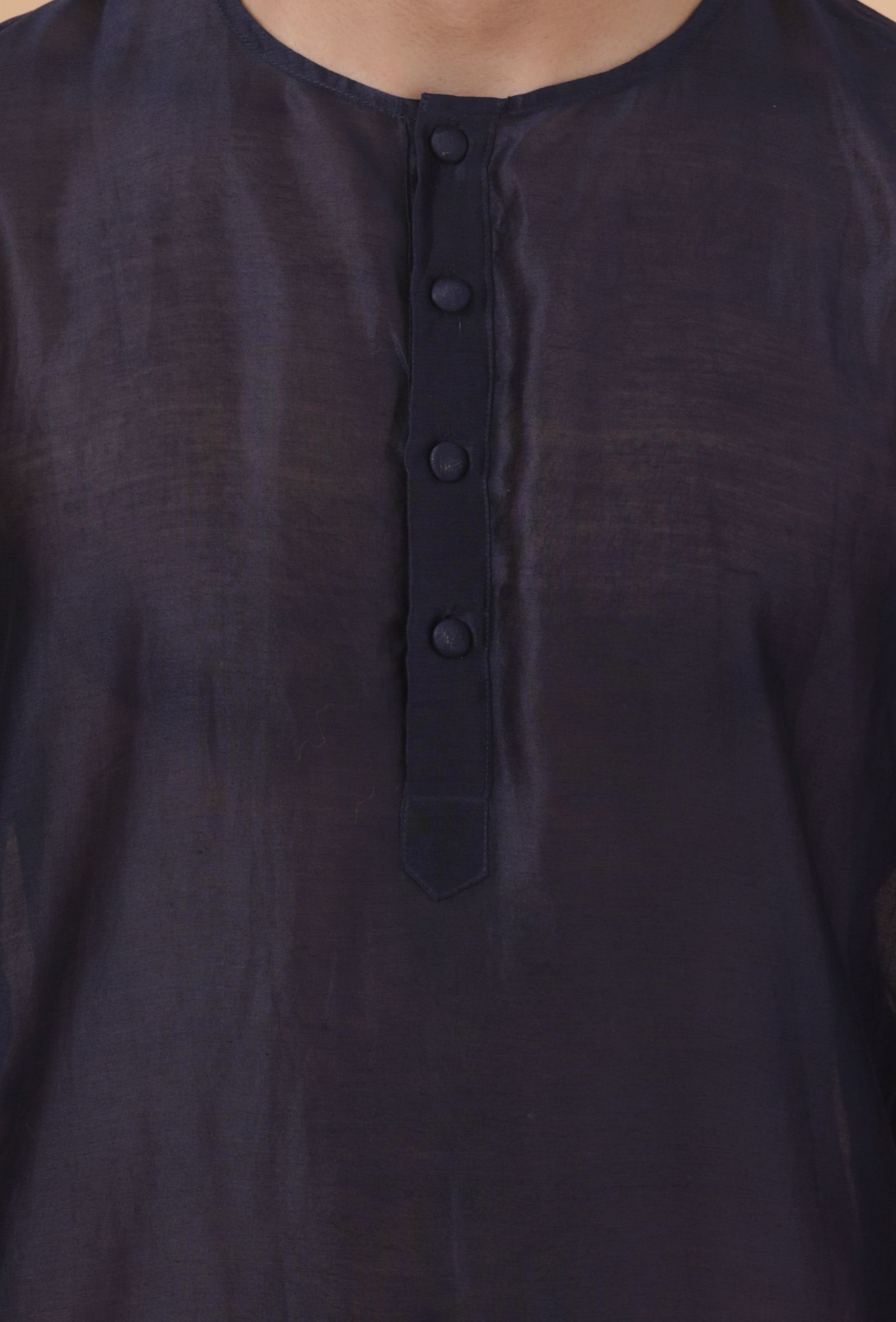 Set Of 2: Space Blue Chanderi Kurta & Pajama