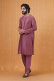 Set Of 2: Grape Chanderi Kurta & Pajama