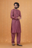 Set Of 2: Grape Chanderi Kurta & Pajama