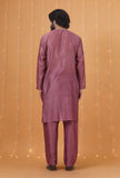 Set Of 2: Grape Chanderi Kurta & Pajama