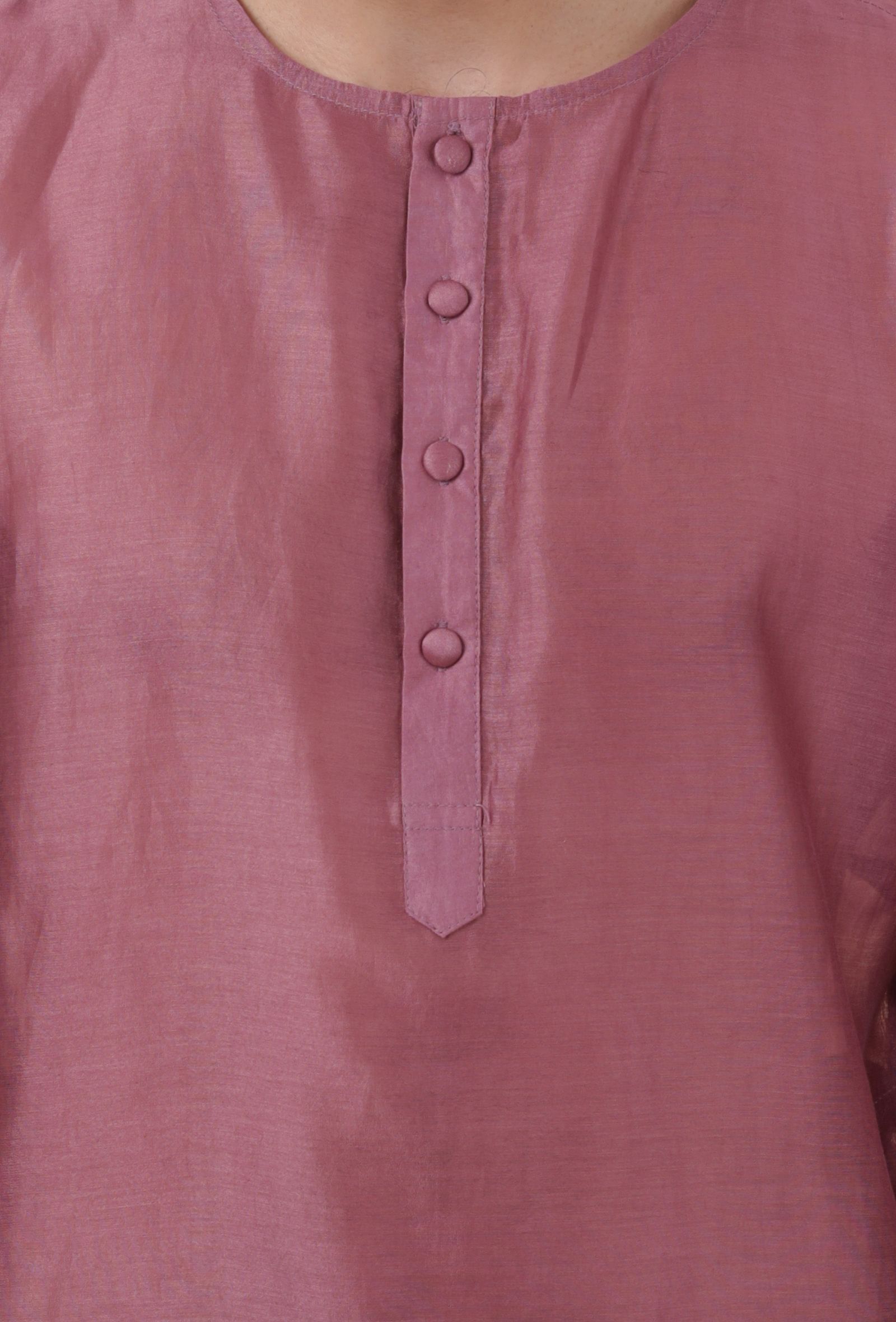 Set Of 2: Grape Chanderi Kurta & Pajama