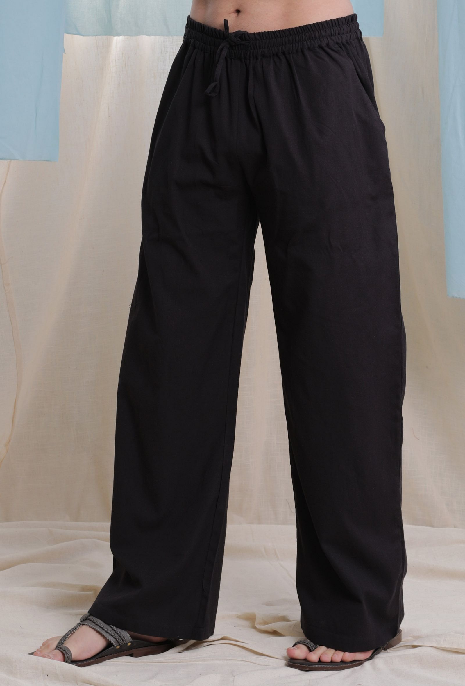 Black heavy cotton flex elasticated waist pajama