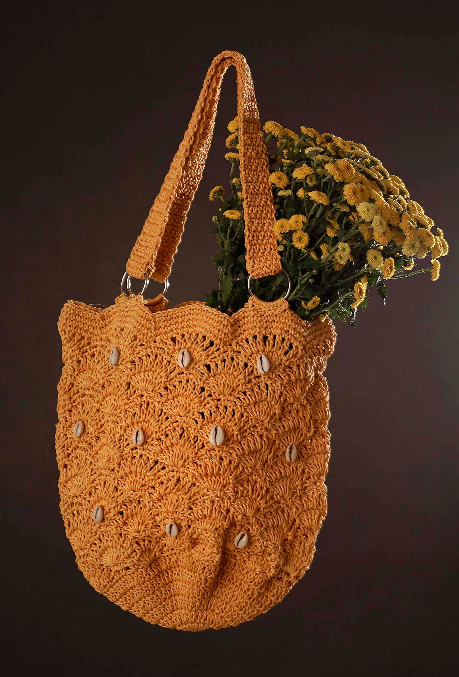 Tuscan Yellow Macrame Tote Bag