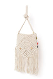 Fawn White Floral Macrame Tote Bag