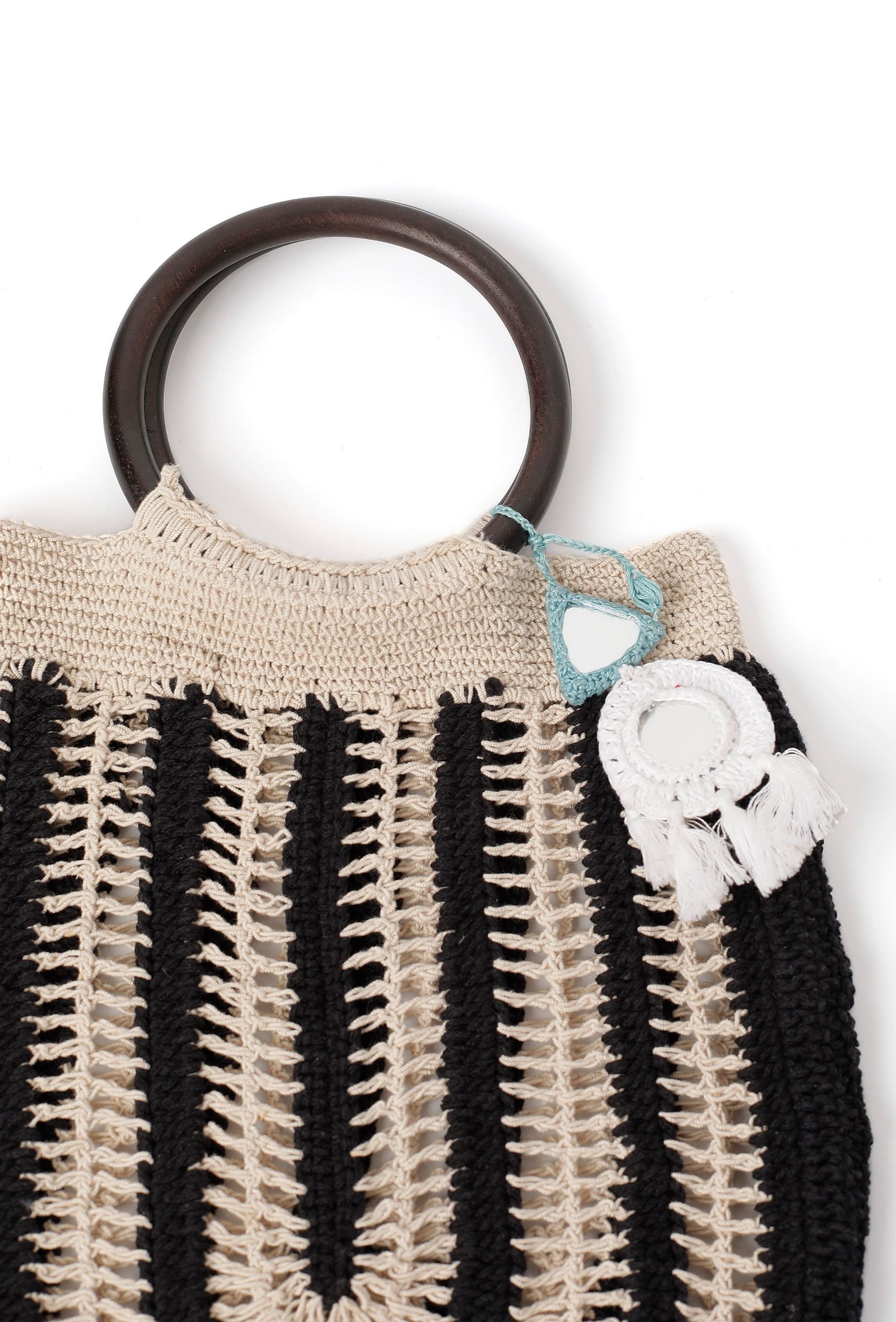 Black and White Crochet Tote Bag