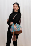 Bottle Green Jacquard Bucket Bag