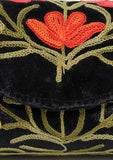 Onyx Black Tilla Embroidery Velvet Clutch
