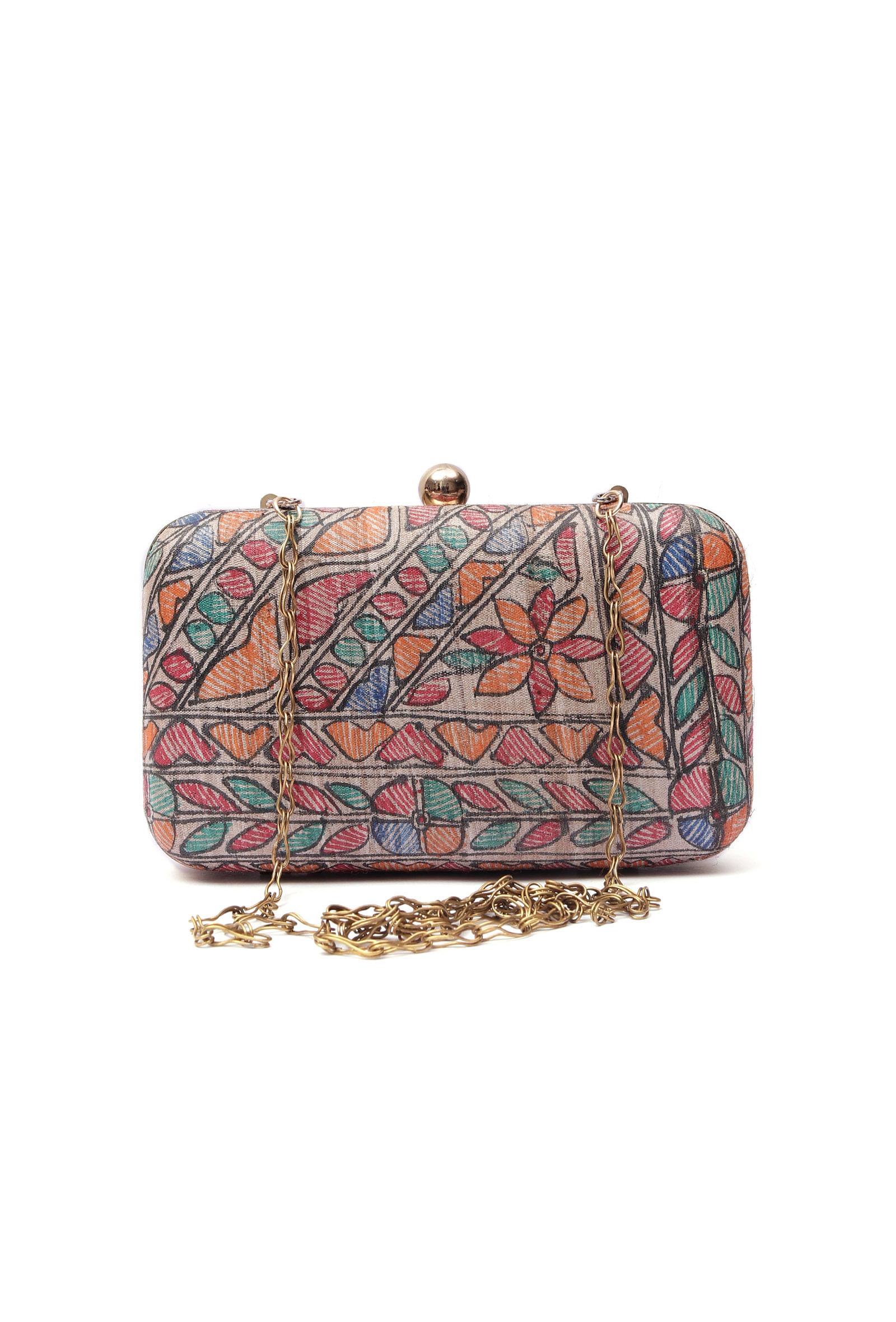 Dani Silk Madhubani Print Rectangular Box Clutch