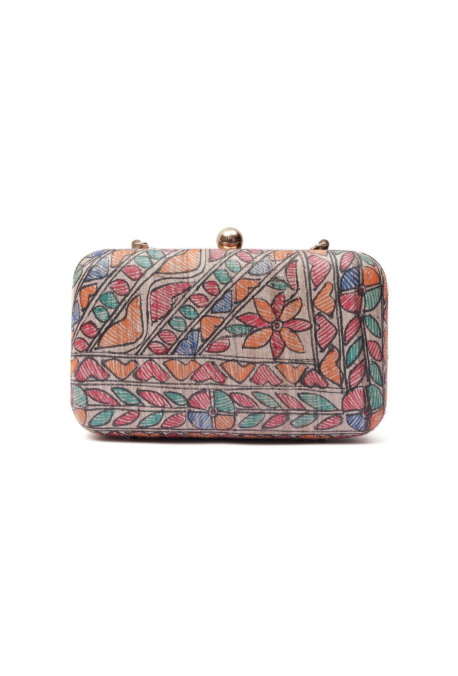 Dani Silk Madhubani Print Rectangular Box Clutch