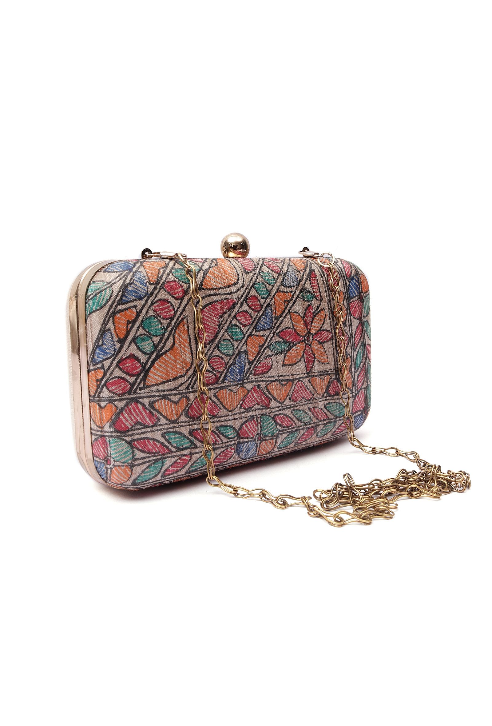 Dani Silk Madhubani Print Rectangular Box Clutch