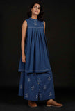 Prussian Blue Hand Detailed Kurta