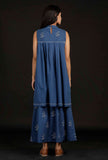 Prussian Blue Hand Detailed Kurta