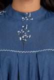 Prussian Blue Hand Detailed Kurta