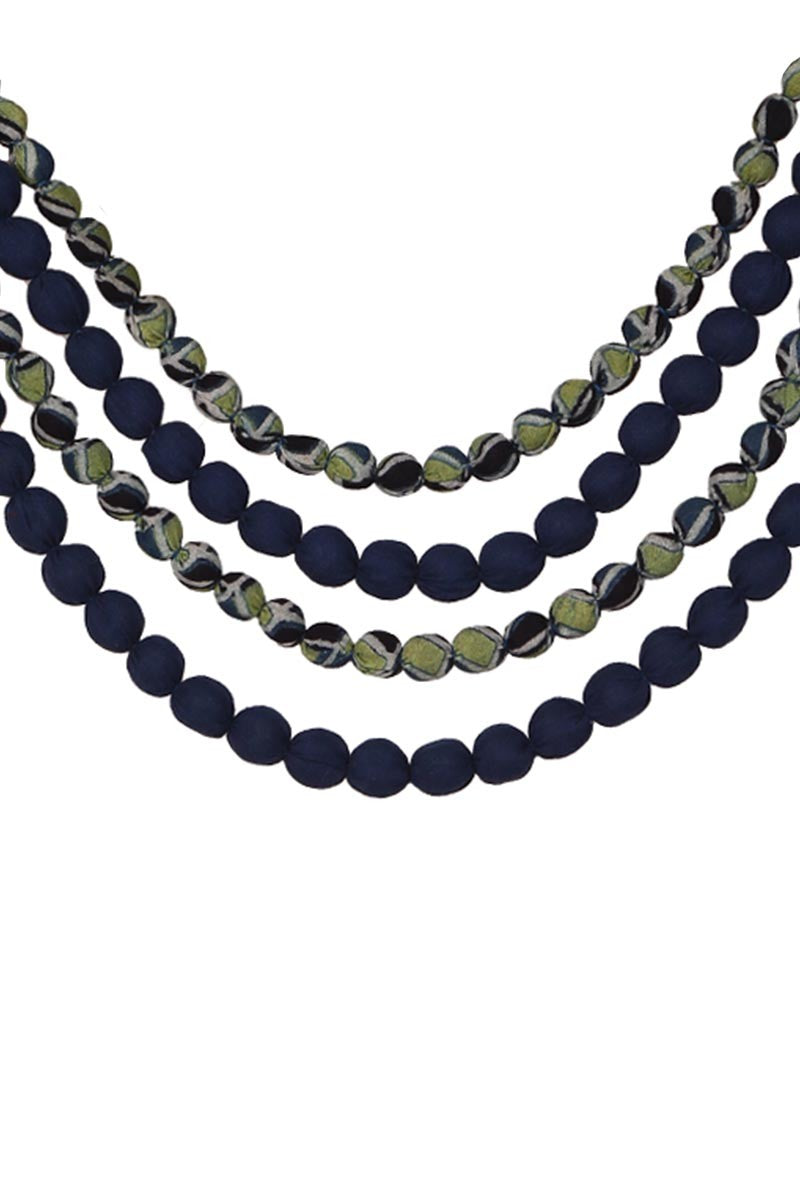 Bhairavi Ajrakh Bead Necklace