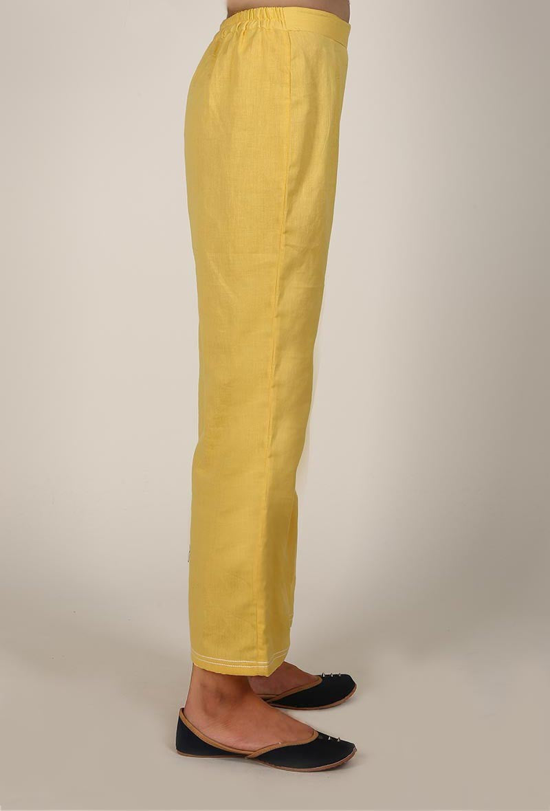Yellow Cotton Flex A-line Palazzo