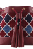 Burgundy Ajrakh Print Bucket Bag