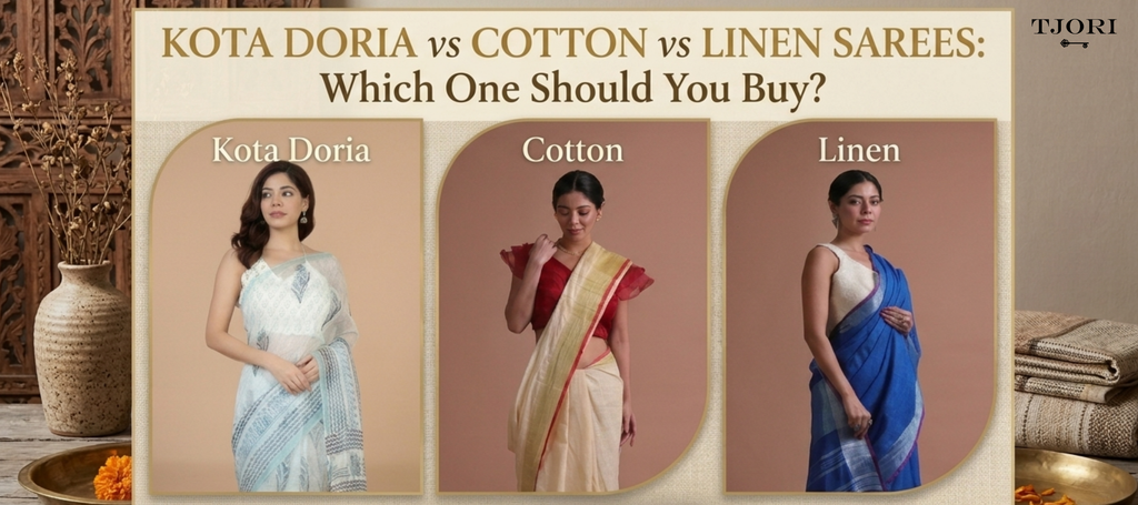 Kota Doria vs Cotton vs Linen Sarees: Which One Should You Buy?