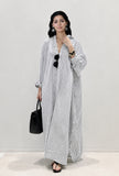 Monochrome Muse Striped Maxi Shirt Dress
