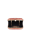 Garnet Red Brocade Box Clutch with Sling (6.5 X 2 X 6)