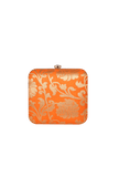 Orange Brocade Box Clutch (6.5 X 2 X 6)