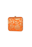Orange Brocade Box Clutch (6.5 X 2 X 6)