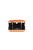 Orange Brocade Box Clutch (6.5 X 2 X 6)