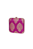 Magenta Brocade Box Clutch with Sling (6.5 X 2 X 6)