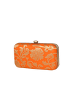Tangerine Brocade Box Clutch with Sling (8 X 2 X 4.5)