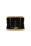 Green Brocade Box Clutch with Sling (8 X 2 X 4.5)