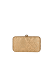Beige Brocade Box Clutch with Sling (8 X 2 X 4.5)