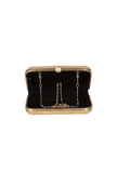 Beige Brocade Box Clutch with Sling (8 X 2 X 4.5)