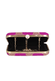 Berry Pink Brocade Box Clutchwith Sling (8 X 2 X 4.5)