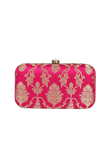 Amaranth Brocade Box Clutchwith Sling (8 X 2 X 4.5)