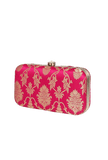 Amaranth Brocade Box Clutchwith Sling (8 X 2 X 4.5)