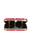 Amaranth Brocade Box Clutchwith Sling (8 X 2 X 4.5)