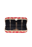 Tomato Red Brocade Box Clutchwith Sling (8 X 2 X 4.5)