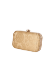 Soft Beige Brocade Box Clutch with Sling (8 X 2 X 4.5)