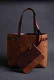 Brown Suede Tote Bag (9.5"x14.7"x6.5")