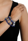 Navy Blue Threaded German Silver Bracelet