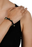 Black Embellishments German Silver Thread Bracelet