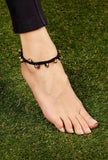 Set of 2: Noir German Silver Embellishments Threaded Anklet