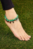 Set of 2: Multicolour Threaded German Silver Anklet