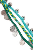Set of 2: Multicolour Threaded German Silver Anklet